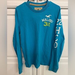 Hollister Blue Long Sleeve Tee Y2K basics logo Size M